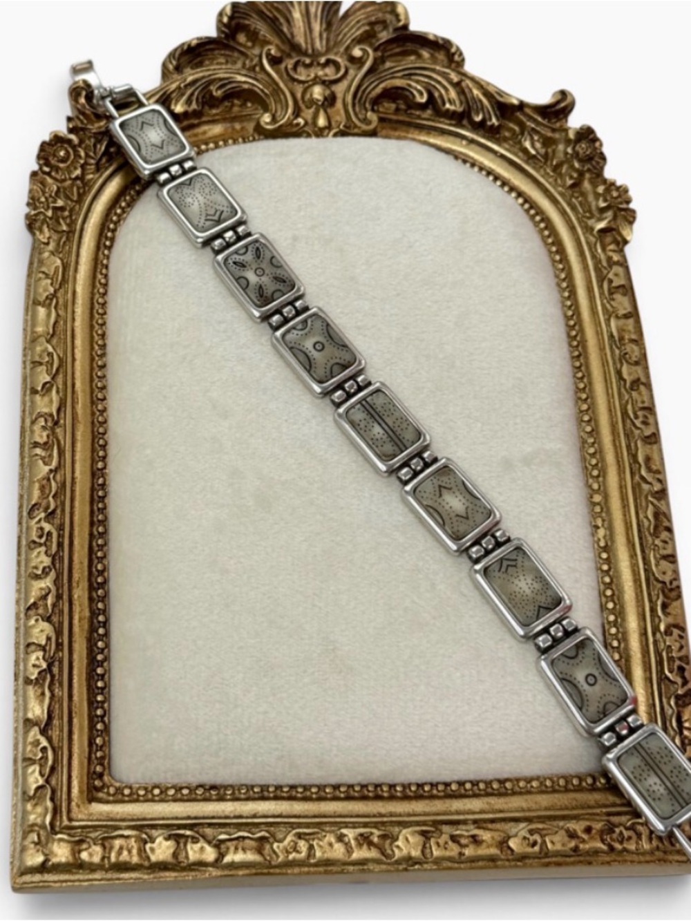 Brighton panel tile bracelet retired silver tone enamel